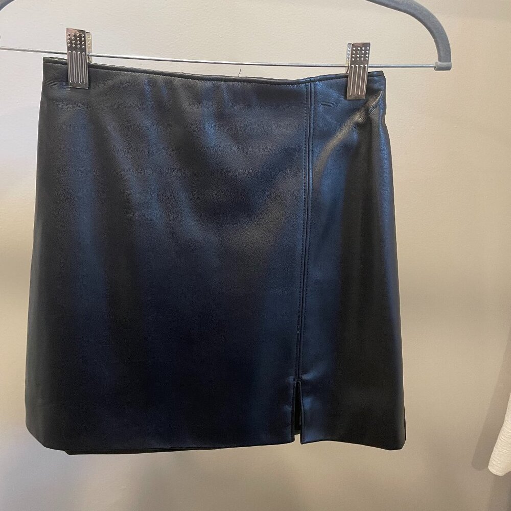 Hollister Black Leather Mini Skirt with Slit
